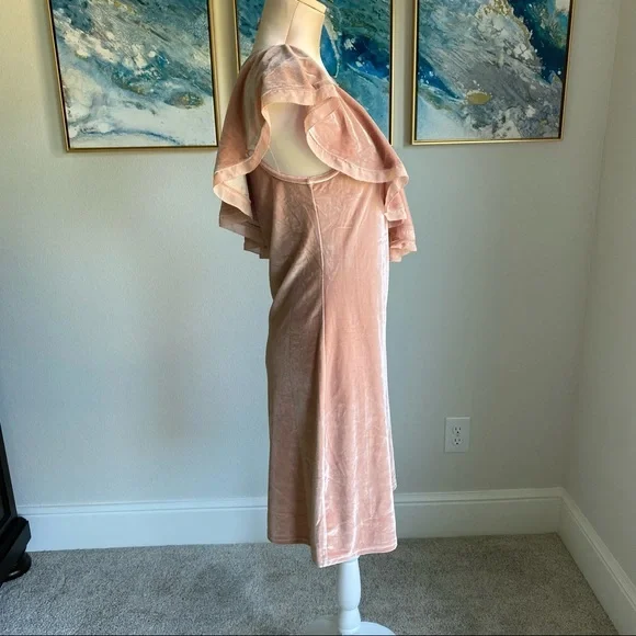 SugarLips pink velvet one shoulder ruffle dress large - Picture 5 of 8